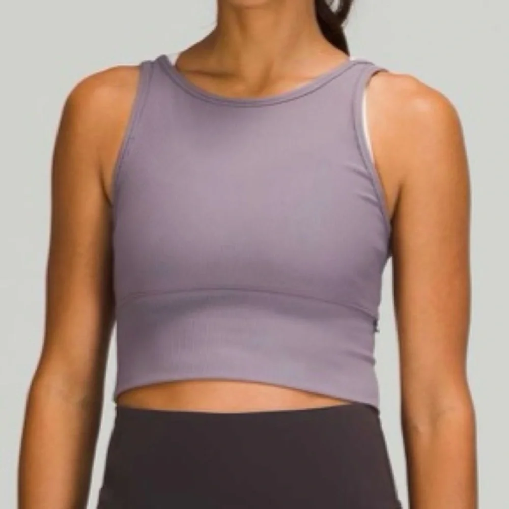Lululemon Power Pivot Tank Top *Rib Dusky Lavender Purple Gray Reversible Sz 2